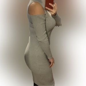 Hot Miami Styles Grey Ribbed Dress
